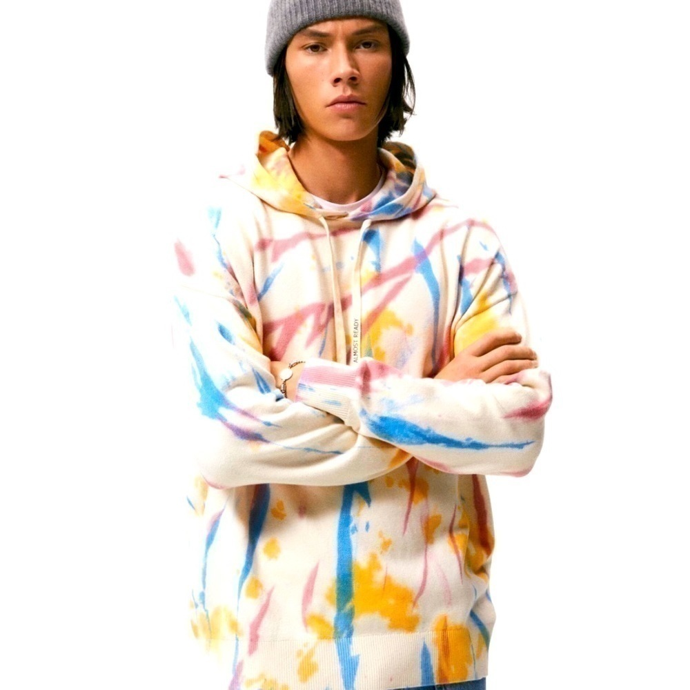 Zara Tie Dye Paint Splatter Hoodie Medium Unisex Colorful NWT Skater Comfy